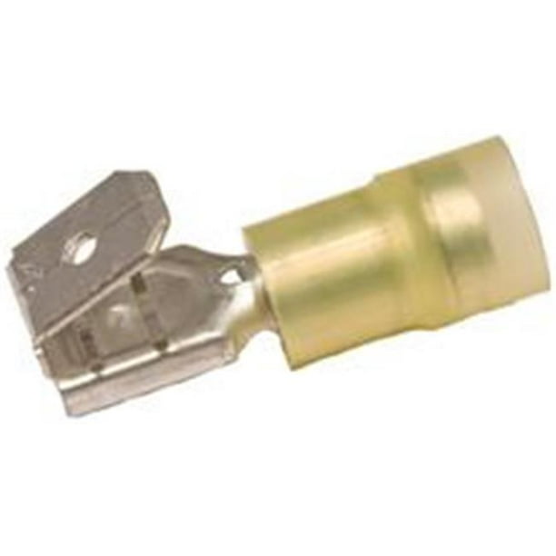 Double Crimp Yellow Pack of 100 0.032X0.250 NEMA Tab 12-10 Wire Size Morris Products 12026 Piggy Back Disconnect Nylon Insulated